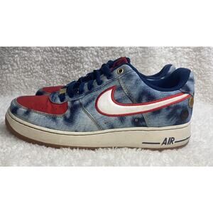 Nike Air Force 1 Low Acid Washed Denim Shoes Blue Athletic Sneakers Size 9